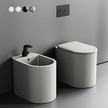 Astra Ceramic Rimless Toilet Bidet 3D model image 1 