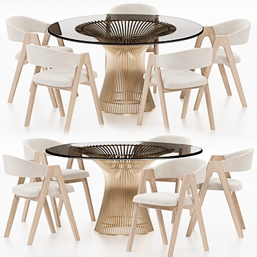 Elegant Dining Set Collection 3D model image 1 