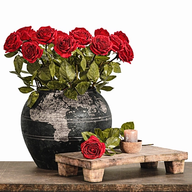 Rose Arrangement Set with Vase 3D model image 1 