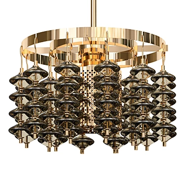 Amber Glass Chandelier Fixture 3D model image 1 