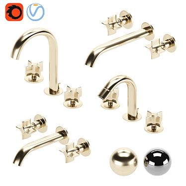 Luxury Bathroom Faucet Set: Roca Armani 3D model image 1 