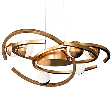 Gold and White Pendant Light 3D model image 1 