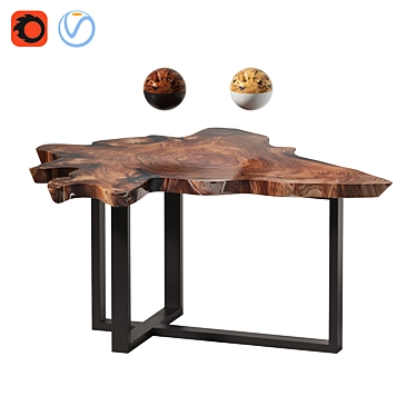 Rustic Epoxy Wood Slice Table 3D model image 1 