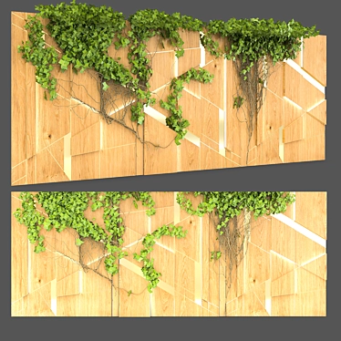 Rustic Wood Panel with Ivy 3D model image 1 