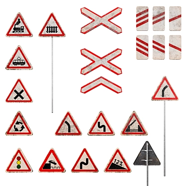 Road Safety Signs Collection 3D model image 1 