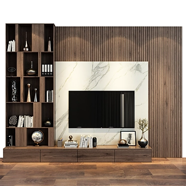 Modern TV Wall Decor Stand 3D model image 1 