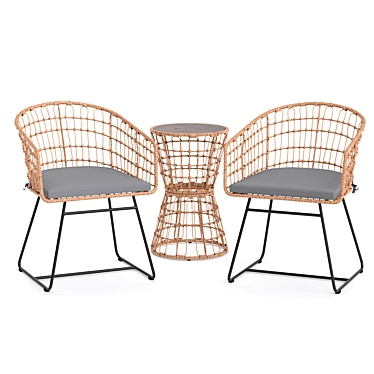 Patio Wicker Furniture Set 3D model image 1 