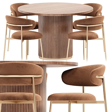 Sleek Round Dining Set 3D model image 1 