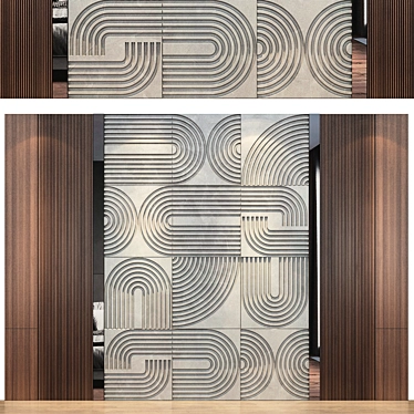 Modern Wood Panel Mirror Set 3D model image 1 