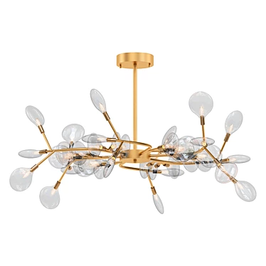 Leaf Hanging Brass Chandelier Aesthetic 3D model image 1 