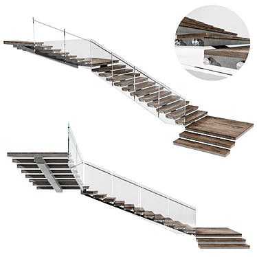  Modern Stair No15 3D Model 3D model image 1 