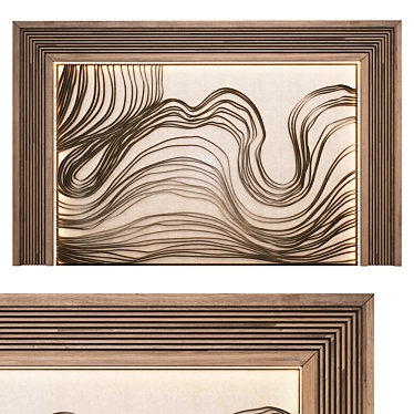 Wave Composition Metal Wall Art 3D model image 1 