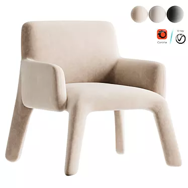 Sleek Molteni Armchair 3D Model 3D model image 1 