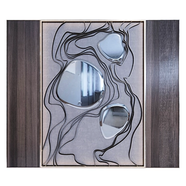 Wave Mirror Decor Panel Set 3D model image 1 