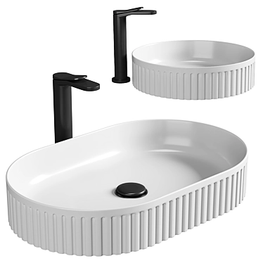  Fluted Ceramic Counter Basin 3D model image 1 