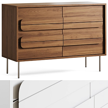 Gemini 6-Drawer Dresser in Walnut 3D model image 1 