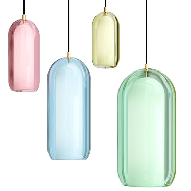 Modern Blown Glass Pendant Lamp 3D model image 1 