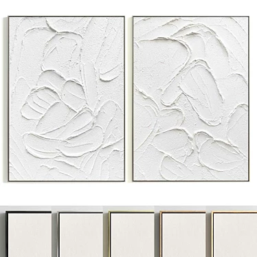 Plaster Dual Photo Frame Set 3D model image 1 