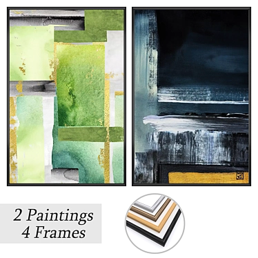 Duo Painting Set with Frames 3D model image 1 