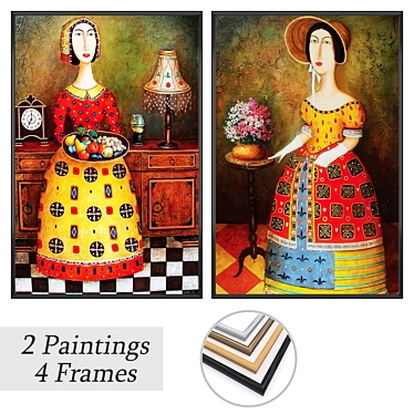 Wall Art Set with Frame Options 3D model image 1 