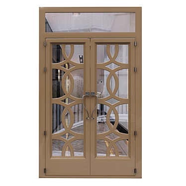 French Vintage Style Double Doors 3D model image 1 