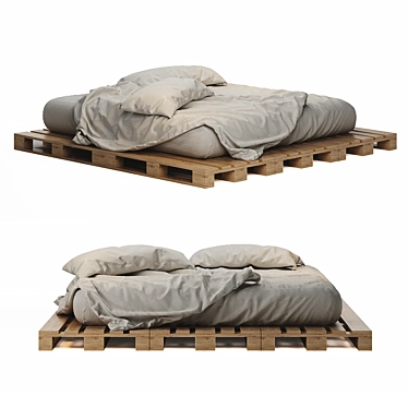 Rustic Pallet Bed 3D model image 1 