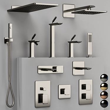 Gessi ISPA Faucet Collection - Polished Copper, Chrome, Gold & Black 3D model image 1 