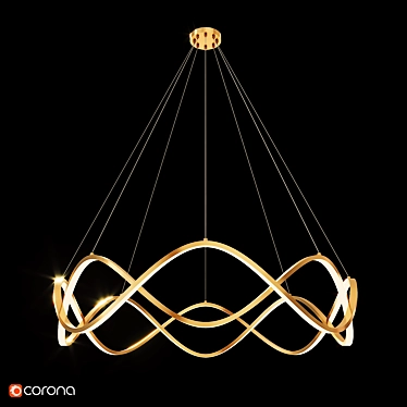 Wave Ring LED Chandelier Brass 3D model image 1 