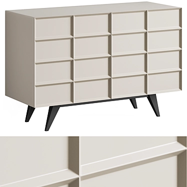  Contemporary Wood & Steel Sideboard 3D model image 1 