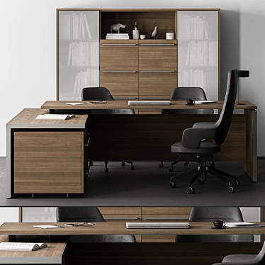 Executive Boss Office Desk Set 3D model image 1 