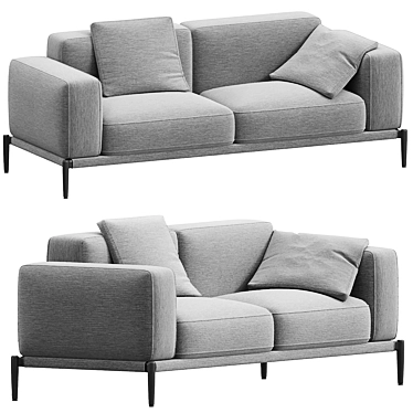 Elegant Romeo Compact 264F3 Sofa 3D model image 1 