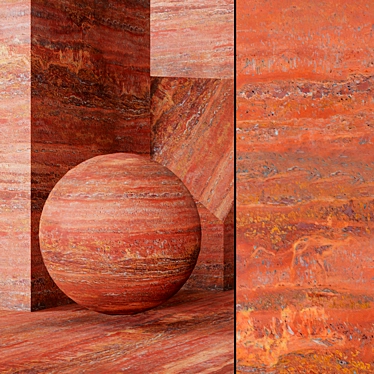 Red Travertine Texture Set 3D model image 1 