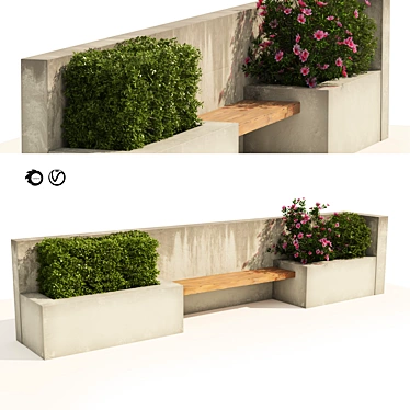 Outdoor Bench Seat with Plant Storage 3D model image 1 