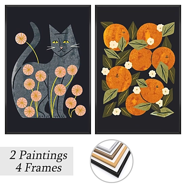 Wall Art Set with Frames 3D model image 1 