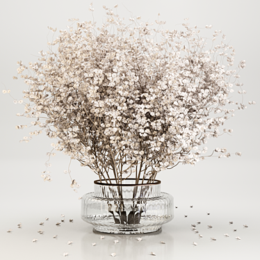 Branch Bouquet in Glass Vase 3D model image 1 