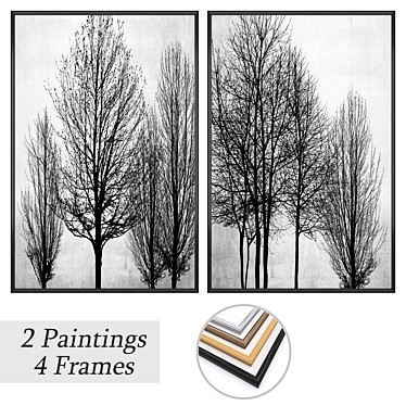 Art Prints Set with Frames 3D model image 1 