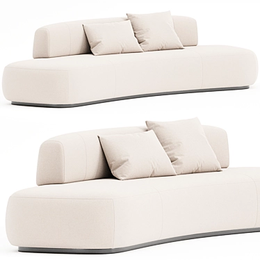 Elegant Curved Fabric Sofa 3D model image 1 