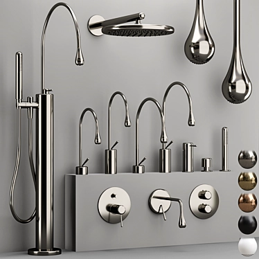 Modern Gessi GOCCIA Faucet Collection 3D model image 1 