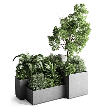 Concrete Box Garden Plant Set 3D model image 1 