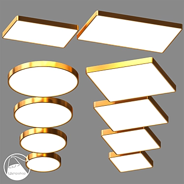 Copper Flat Ceiling Lamps Collection 3D model image 1 