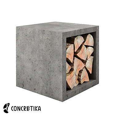 Concrete Firewood Holder 45cm Organic 3D model image 1 