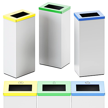  Sleek Metal Waste Paper Bin 3D model image 1 