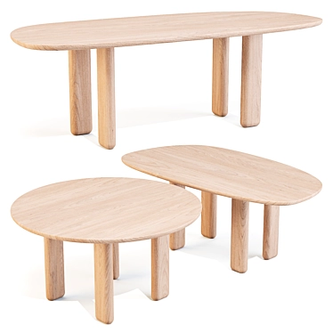 Caillou Dining Table Natural Wood 3D model image 1 