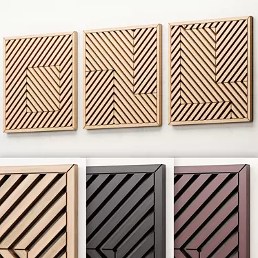 Geometric Wooden Wall Art Set 3D model image 1 