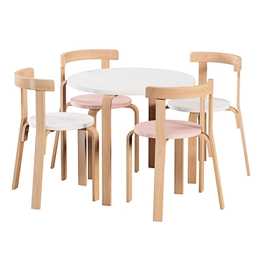 Modern Boston Table&Chairs Set 3D model image 1 