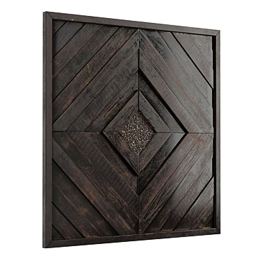 Golden Teak Wood Wall Art 3D model image 1 