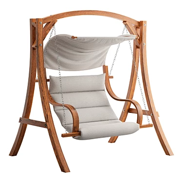 Teak Finish Wooden Garden Swing 3D model image 1 