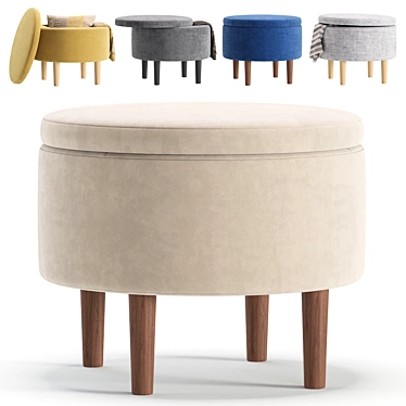 Textile Pouffe Clari 5 Colors 3D model image 1 