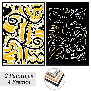 Modern Art Set with Frames 3D model image 1 