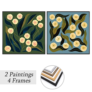 Wall Art Set with Varied Frames 3D model image 1 